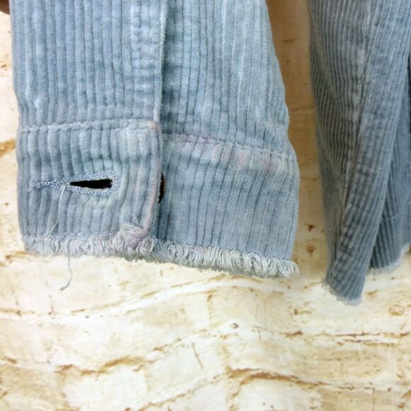 Zara Oversized Corduroy Trucker Jacket Womens XS Baby Blue Raw Hem Gorpcore 90s - Picture 13 of 14